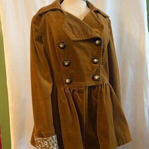 Anthropologie Idra Velvet Corduroy Double Breasted Jacket